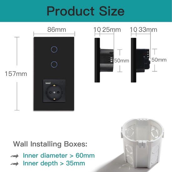Slimme WiFi Wandschakelaar 1-Knop – Tuya Smart Life – Zwart kopen? Beste prijs & snelle levering