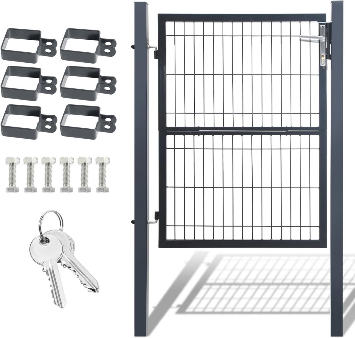 Tuinpoort van staal 100 x 100 cm - Weerbestendige hekdeur met slot en sleutels - Duurzaam 