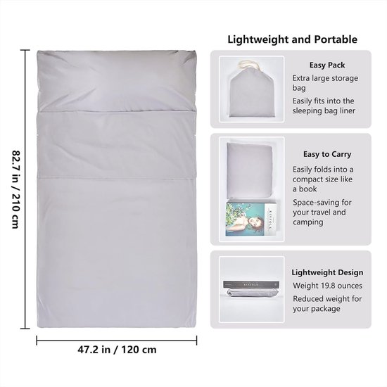 Lichtgewicht Slaapzak Liner voor Volwassenen - Compact en Ultralight Reislaken voor Camping en Hotel van The Friendly Swede — afbeelding 4