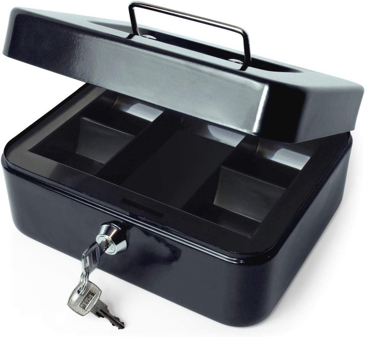iGadgitz Home U7172 kleine geldkist met sleutels en muntbak, kleine geldblik, geldblik - blauw -8" (20cm)