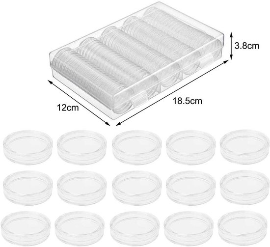 Capsules 30 mm - Pack of 100 - Round Plastic Coin Containers ...