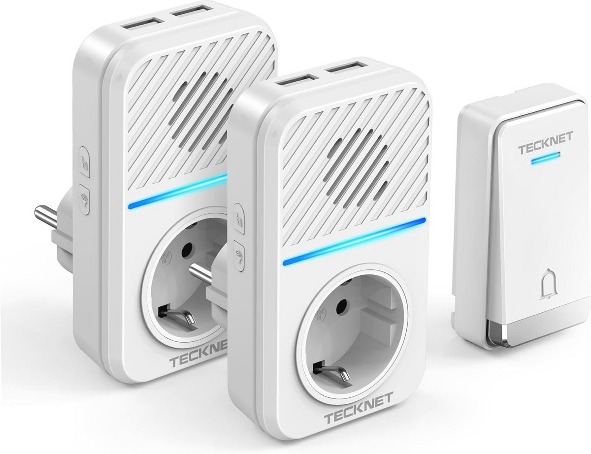 Draadloze Deurbelset met 2 Ontvangers en IP65 Bescherming, 400 m Bereik, 60 Melodieën en 5 Volumeniveaus