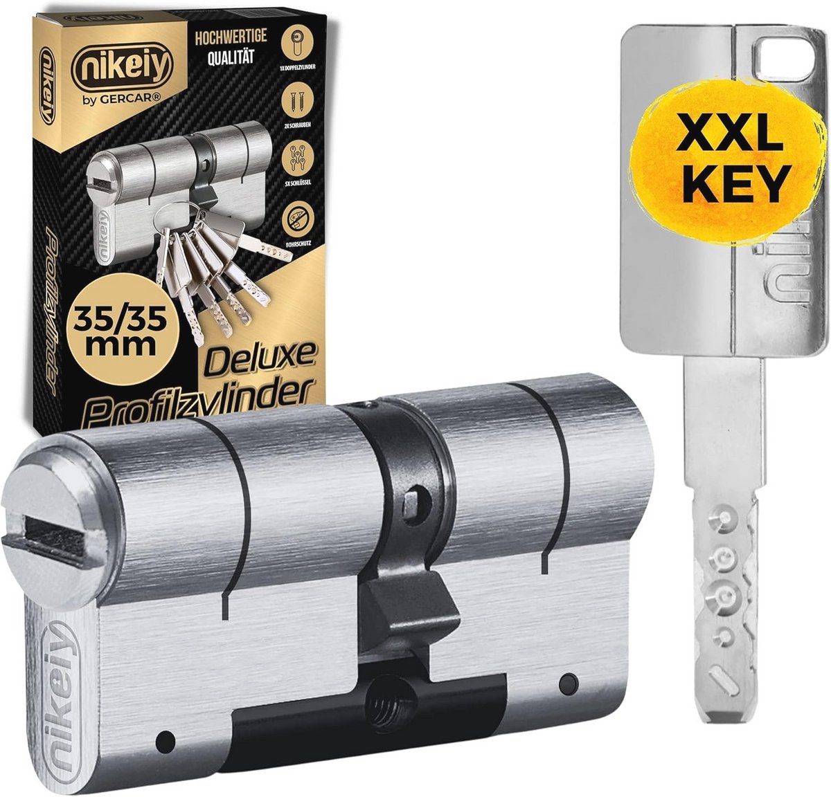 Deluxe 70 mm Profielcilinder Slot - Dubbele Cilinder Met Aanboorbescherming - Veiligheidsklasse 2 - 5 Sleutels Inbegrepen