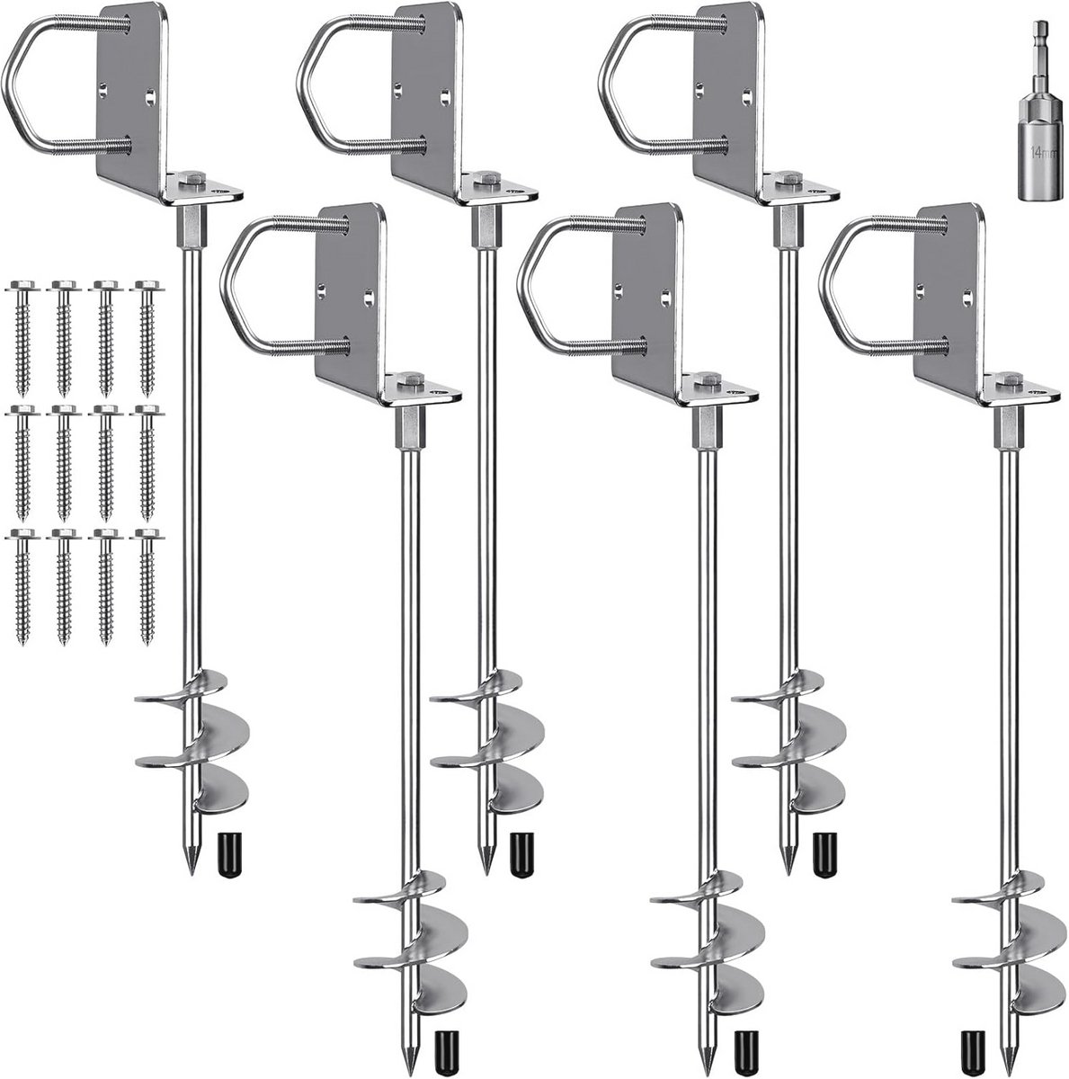 Stabiele Grondanker Metalen 51cm - Spiraal Stormanker voor Trampolines en Schommels - 6-Pak