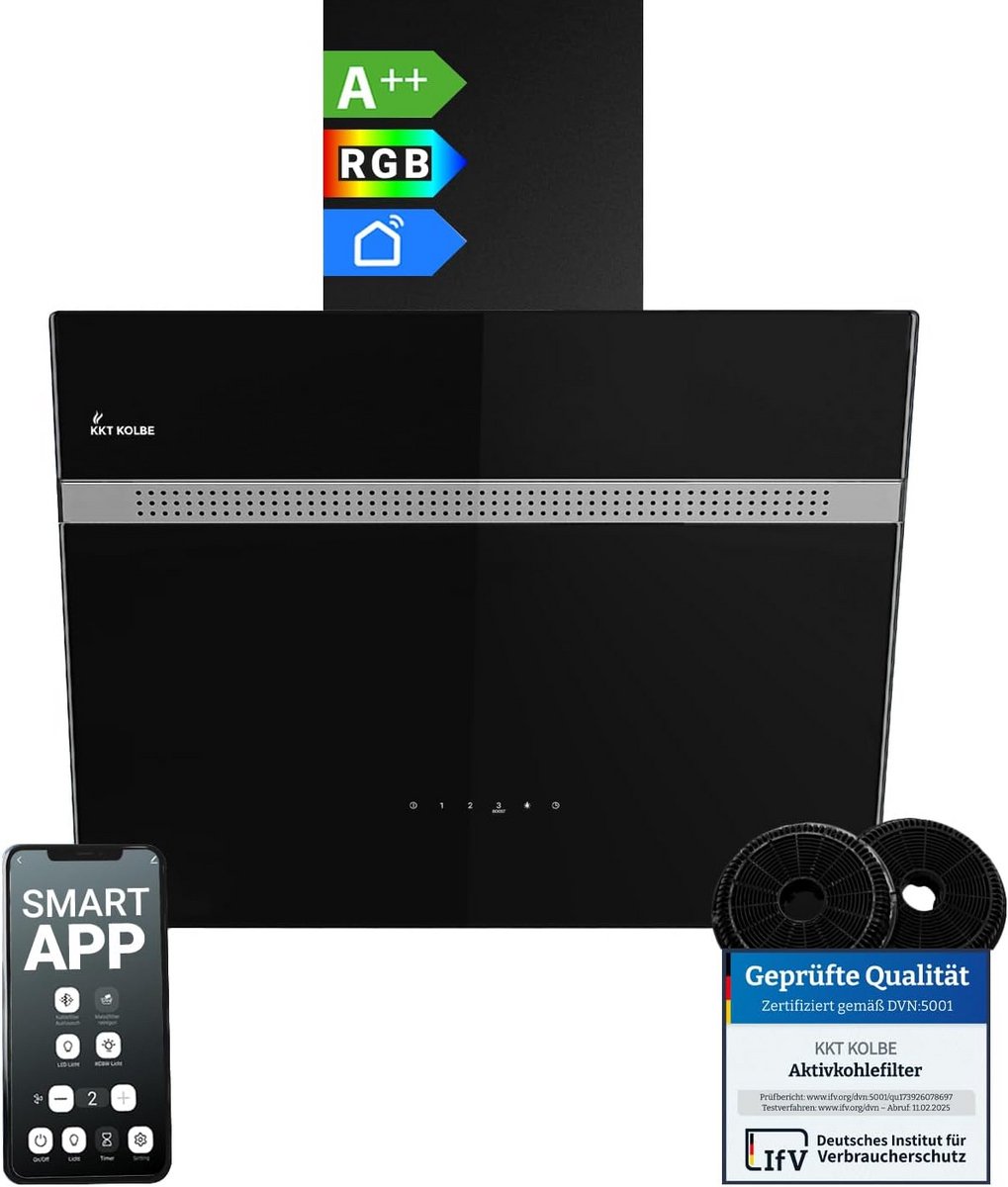 Afzuigkap Wandmontage 60 cm met WiFi en RGBW-LED Verlichting