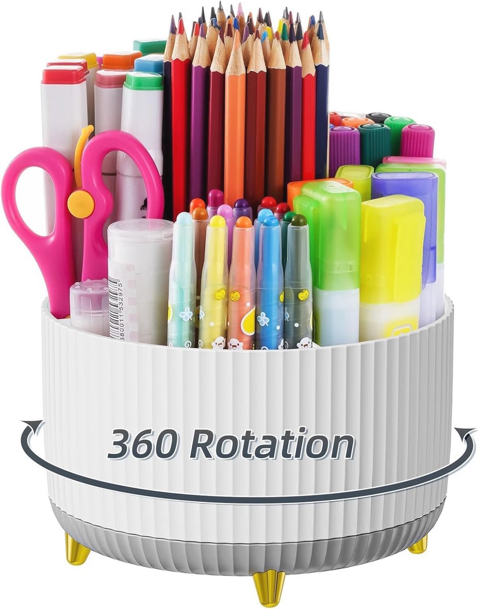 360° Rotatable Bureau Organizer met 5 Vakken - Praktische Penhouder voor Thuis en Kantoor
