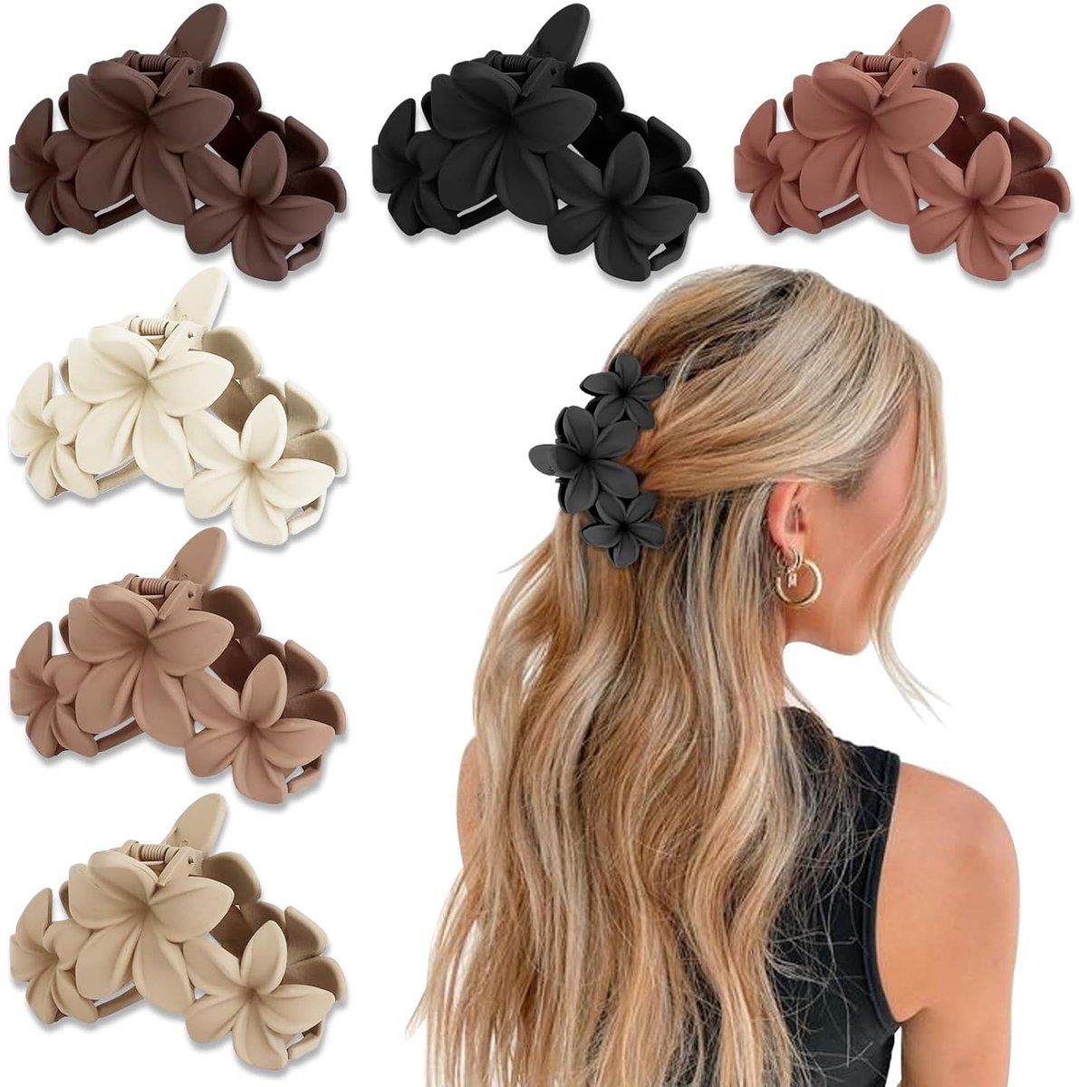 6 delige set - Bloemenhaarclips voor dames - Haaraccessoires - Haaienclips - Sterke grip