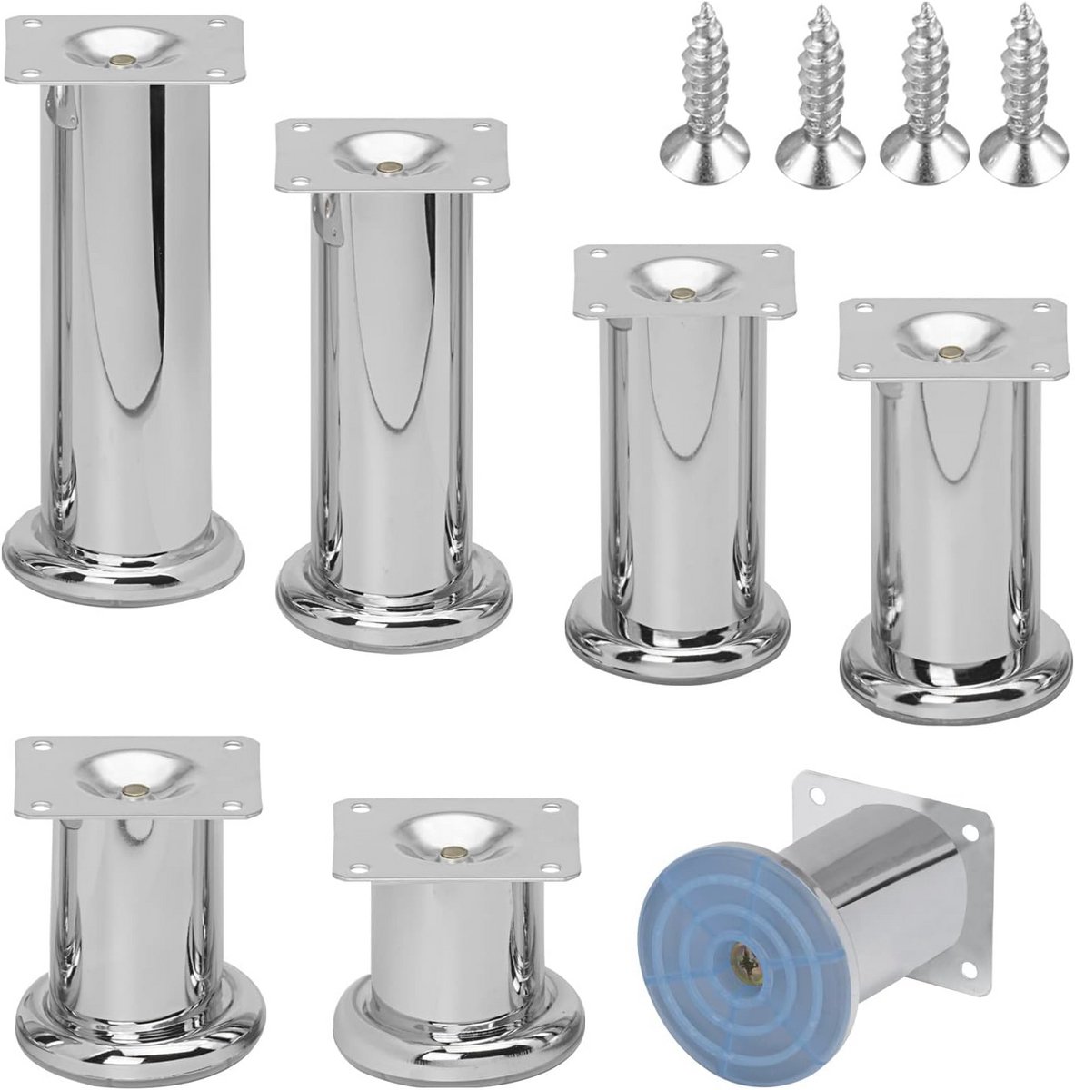 Meubelpoten Chroom Ø 47 mm - Set van 8 - Vloerglijder voor Vaste Meubels