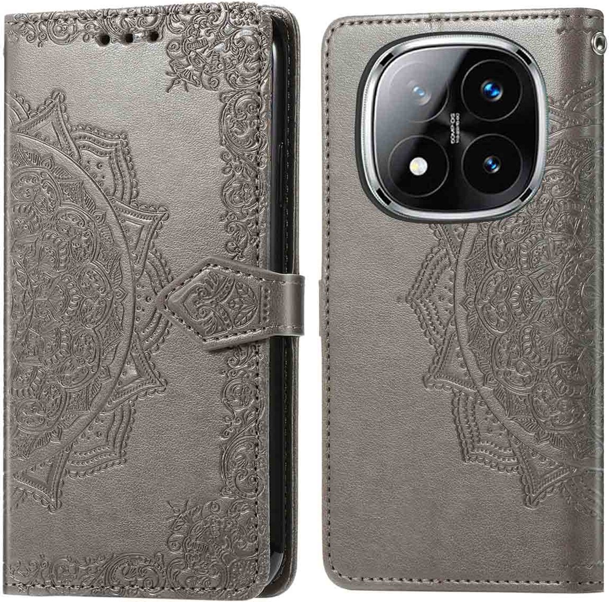 imoshion Hoesje - Geschikt voor Xiaomi Redmi Note 14 Pro (4G) - Mandala Bookcase - Grijs