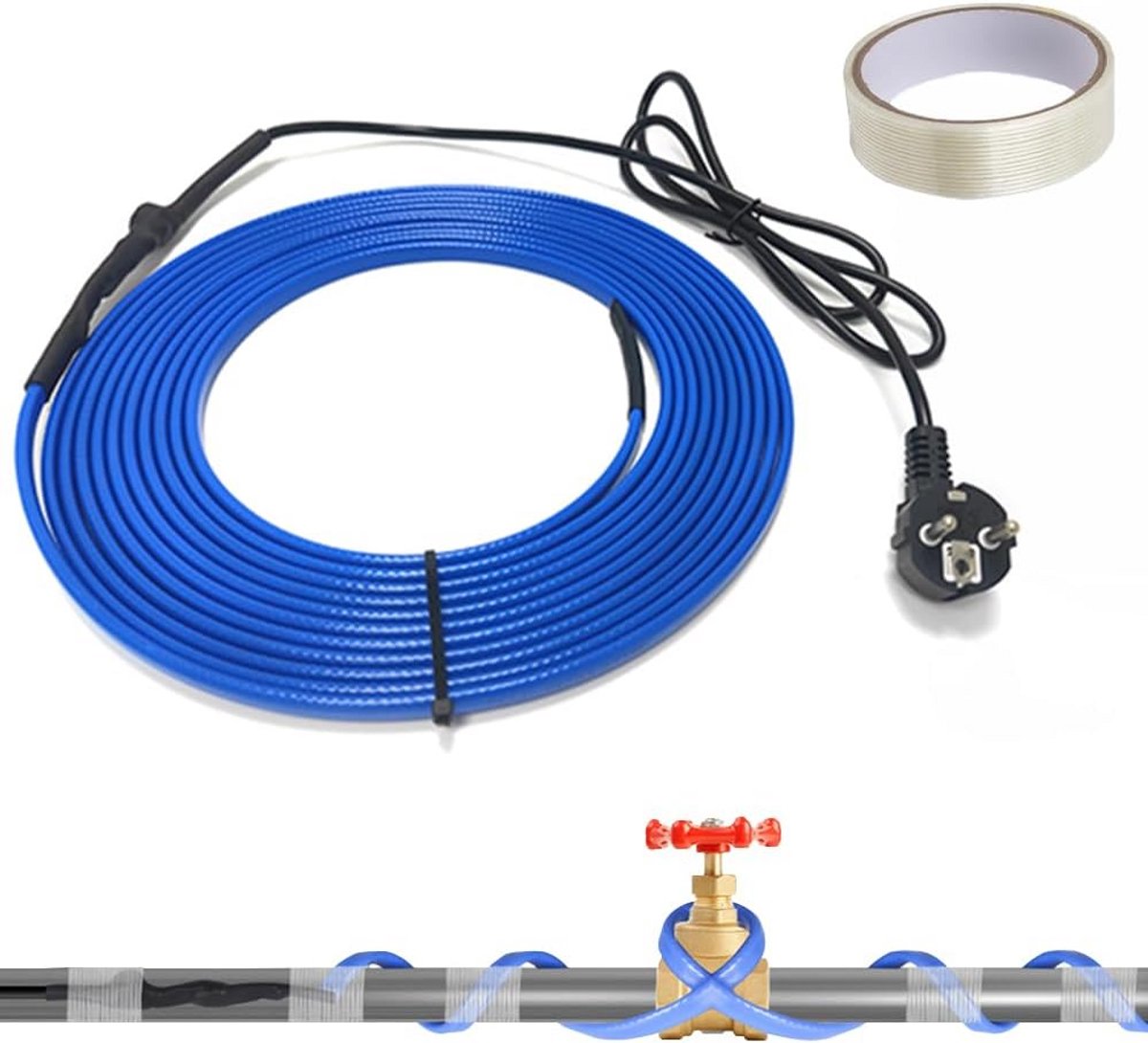 Vorstbescherming Verwarmingskabel 4m met Thermostaat - 25W/M Zelfregulerende Kabel voor Wa