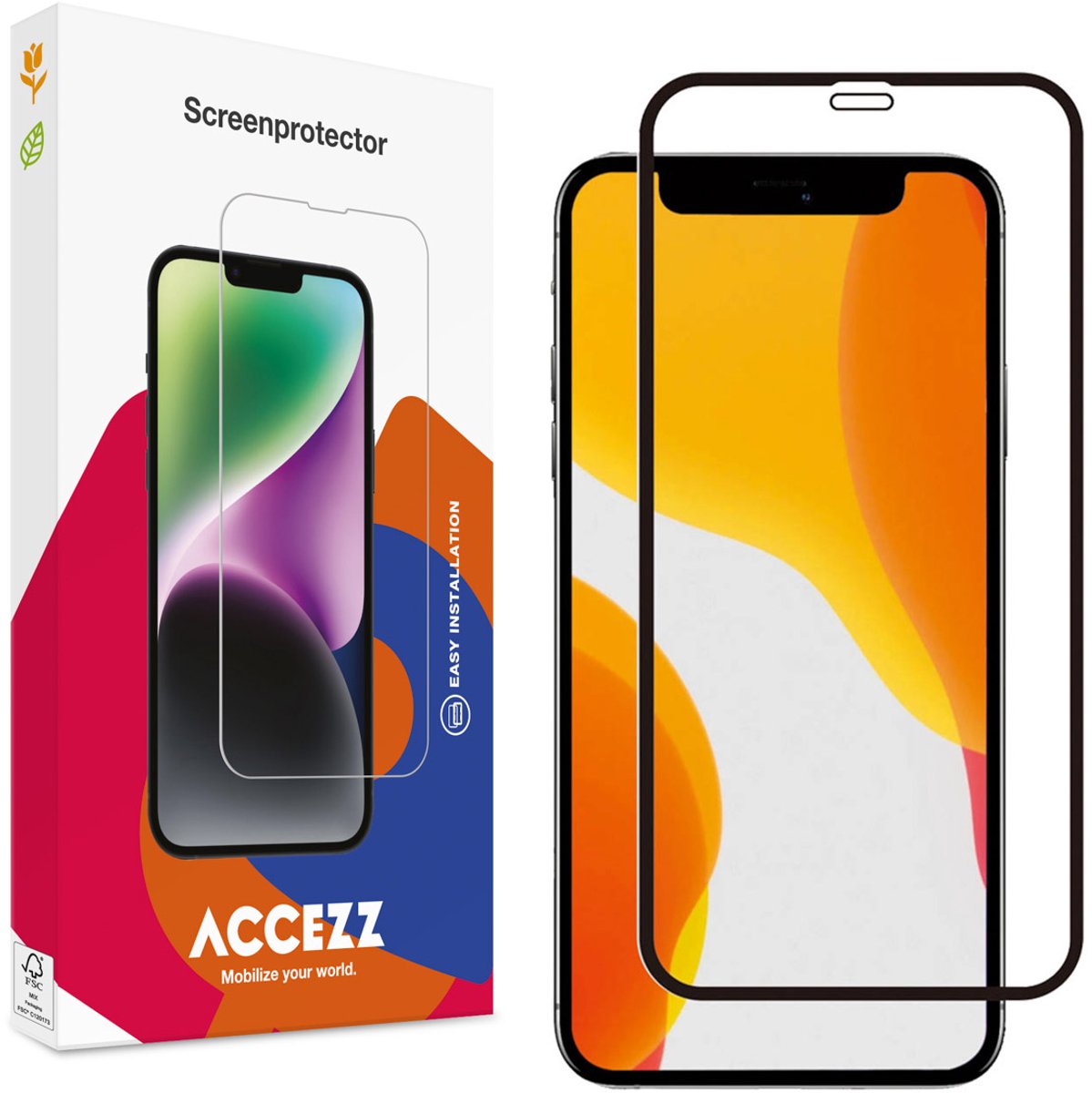 Accezz Screen protector - Geschikt voor Apple iPhone 12 Mini - Gehard Glass Full Cover