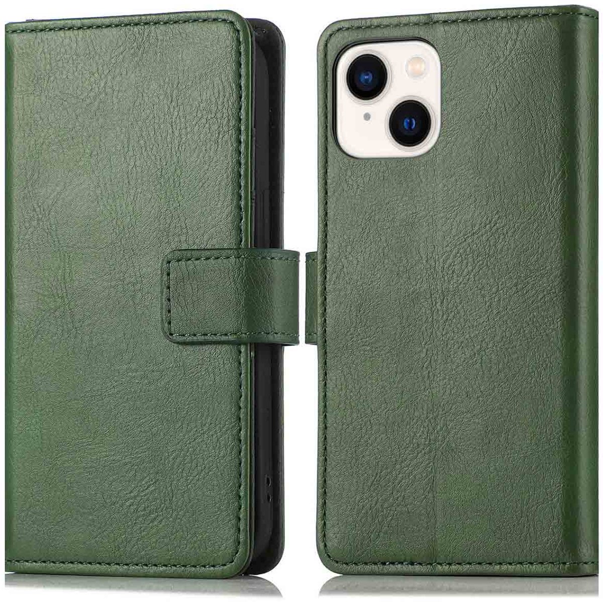 imoshion Hoesje - Geschikt voor Apple iPhone 14 / 13 - Luxe Bookcase - Groen