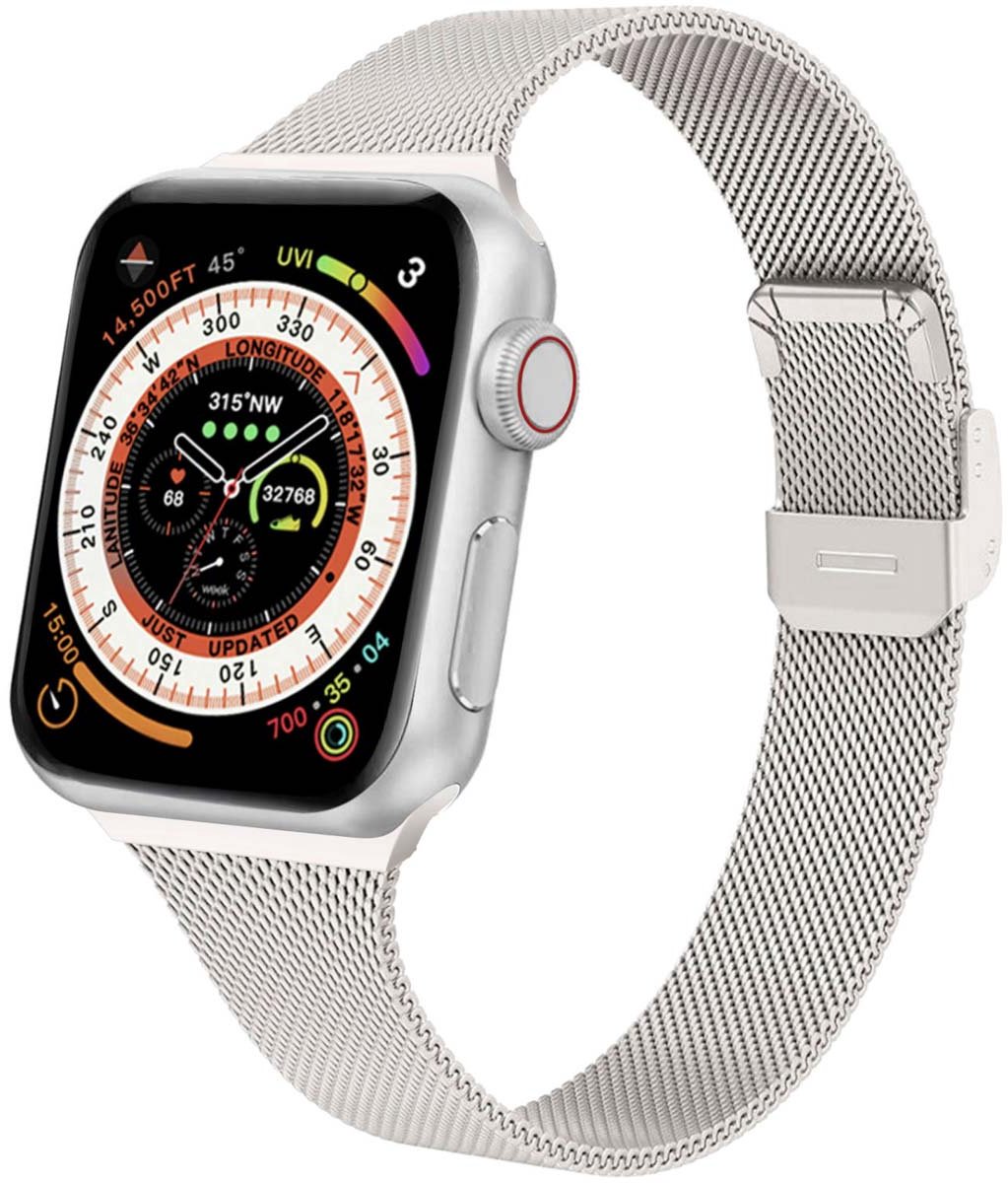 iMoshion Bandje Geschikt voor Apple Watch Bandje Series 1 / 2 / 3 / 4 / 5 / 6 / 7 / 8 / 9 / SE - 38 / 40 / 41 mm - iMoshion Milanees vouwband - Sterrenlicht