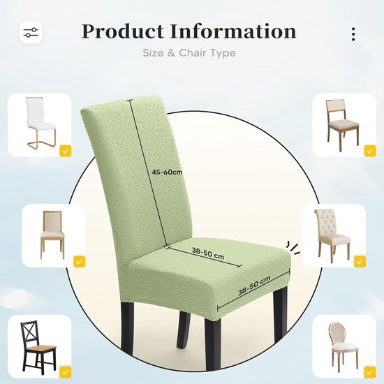Stoelhoezen 4 Stuks Stretch Stoelhoes Moderne Jacquard Spandex Stoelhoezen voor Eetkamerstoelen Eetstoelhoezen Universele Wasbare Stoelbekleding voor Hotel Restaurant Feest (Lichtgroen, 4 Stuks)-T — afbeelding 4