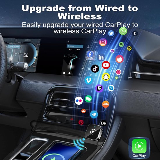 CarPlay draadloze adapter en Android Auto draadloze adapter, 2-in-1 bekabelde naar draadloze adapter voor Apple CarPlay/Android Auto, Plug & Play, automatische verbinding, voor iOS 10+/Android 11+ (zwart) van Carlinkit — afbeelding 5