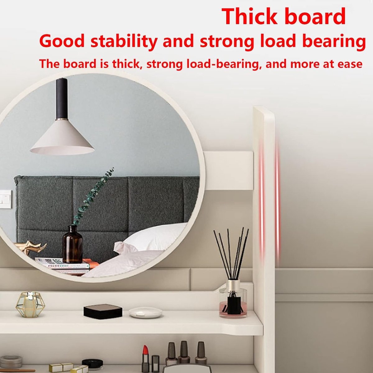 Novihome Make-Up Tafel met Spiegel en Kruk, 80 x 45 x 75 cm, 1 Lade en Opbergruimte – Modern Cosmetische Tafel Set voor Slaapkamer en Appartement – Novihome