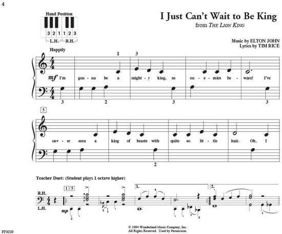 Muziekblad met de titel 'I Just Can't Wait to Be King' uit THE LION KING.