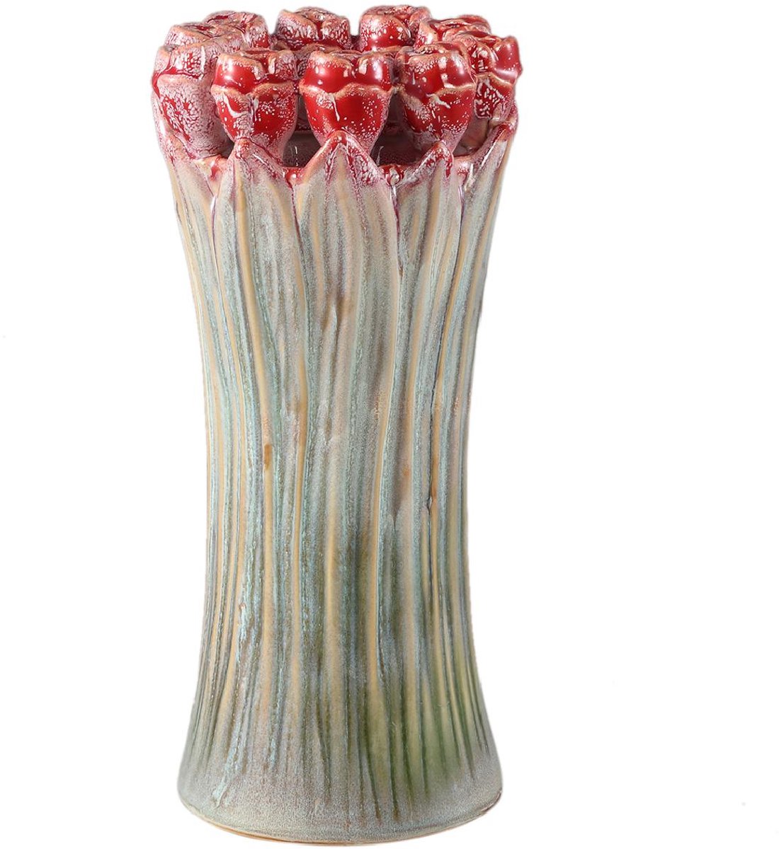 PTMD Vaas Tulips - Groen - 16x16x33cm