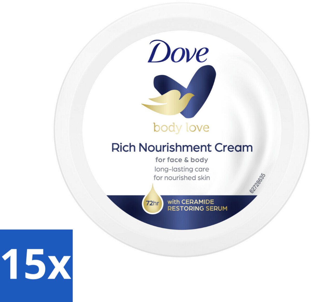 15 x Dove Bodycrème - Voedend - 150 ml - Voedende Crème - Huid Verzorging - Hydratatie - Voeding - Zachte Huid