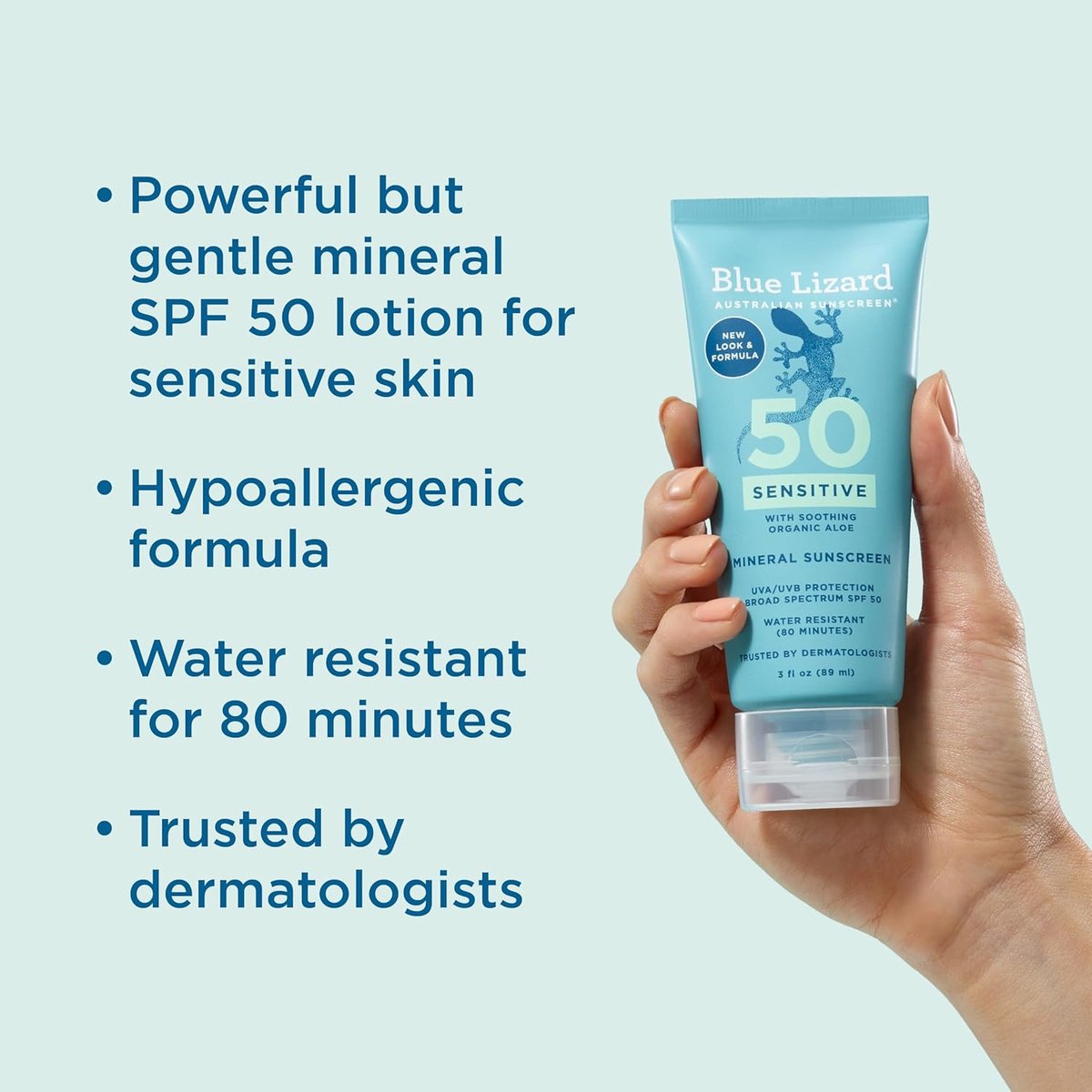 Blue Lizard SENSITIVE Zonnebrand SPF 50+, Geurloos, Waterbestendig 30ml!!!