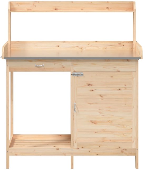 vidaXL Table de rempotage - Tables de remportage - Table de travail de jardin - Table de rempotage - Table de rempotage avec armoire 110,5 x 45 x 124,5 cm Pin massif