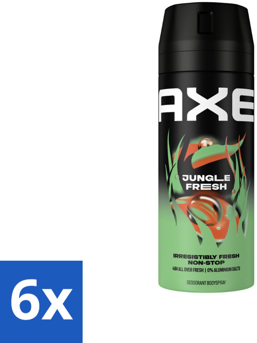 6 x AXE - Deodorant Spray - Jungle Fresh - Tropische Geur - Verfrissend - 150 ml - AXE Deodorant - Jungle Fresh - Tropische Geur - Deodorant Spray - Frisse Geur