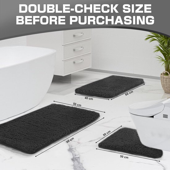 wyewye Microvezel badmat, toiletmat, 2 cm superdik badtapijt, super absorberend badkamertapijt, 50 x 50 cm, U-vorm, koffiebruin