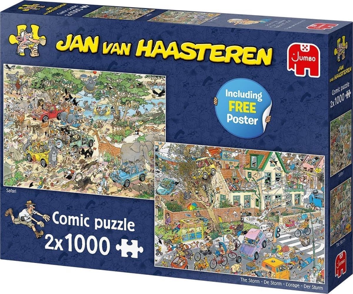 Jan van Haasteren Safari & Storm 2-in-1 puzzel - 2 x 1000 stukjes