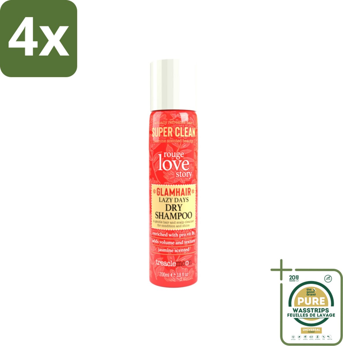 Treaclemoon – Droogshampoo – Rouge Love – 200 ml - Voordeelverpakking - 4 stuks - Haar fris - Haar volume
