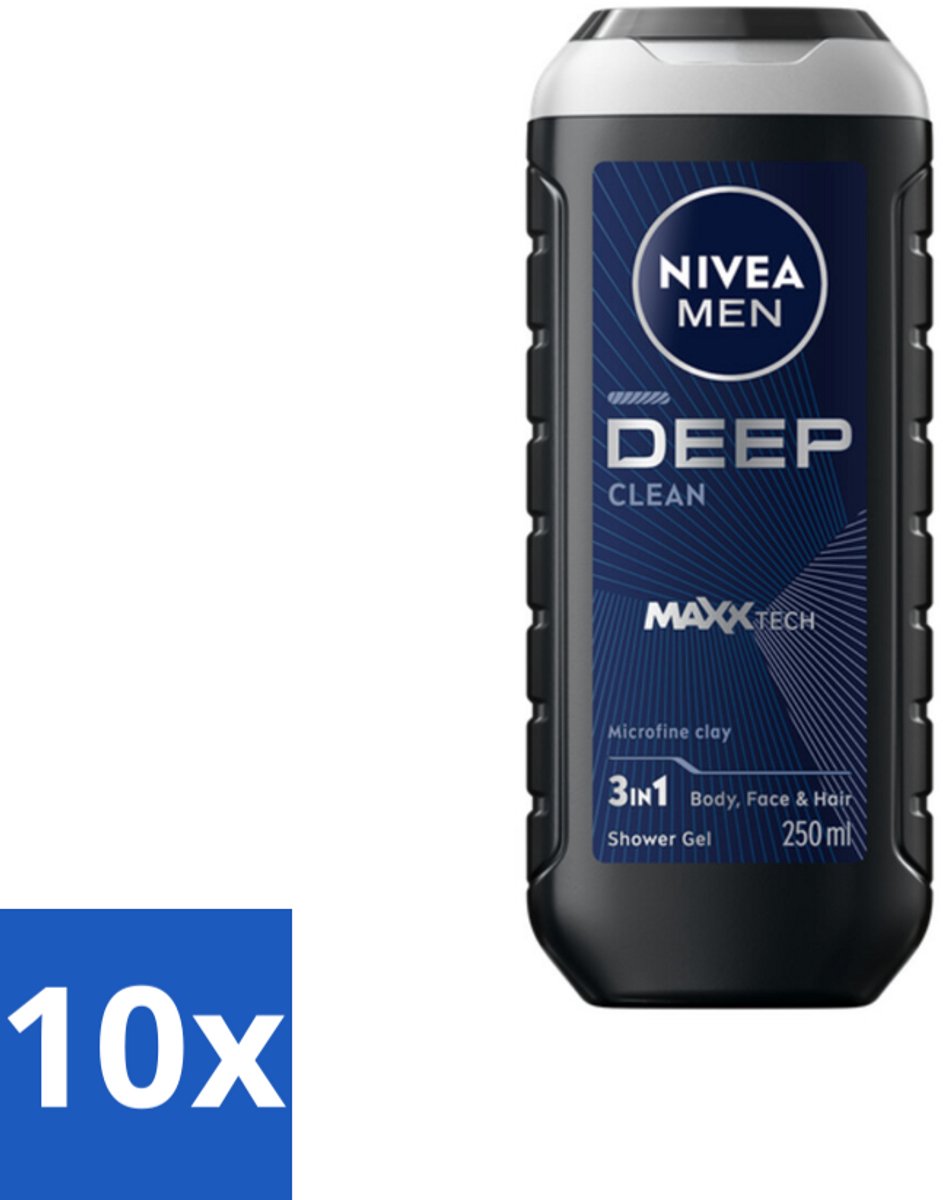 NIVEA MEN - Douchegel - Deep Clean - 250 ml - Bulkverpakking - 10 stuks
