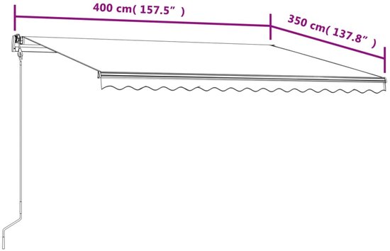 vidaXL - Luifel - automatisch - uittrekbaar - 400x350 - cm - blauw - en - wit