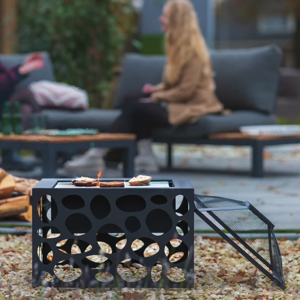 RedFire Mikor Fire Bowl with Grill Grate - Ø 55 cm - Black