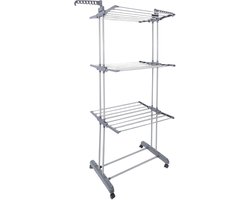 Home Deco Factory Wasrek/droogrek - grijs/wit - metaal - 73 x 64 x 173 cm - staand - drogen