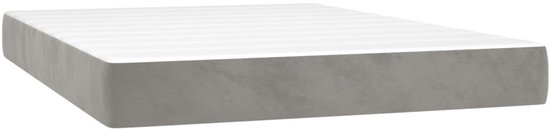 vidaXL - Boxspring - met - matras - fluweel - lichtgrijs - 140x190 - cm
