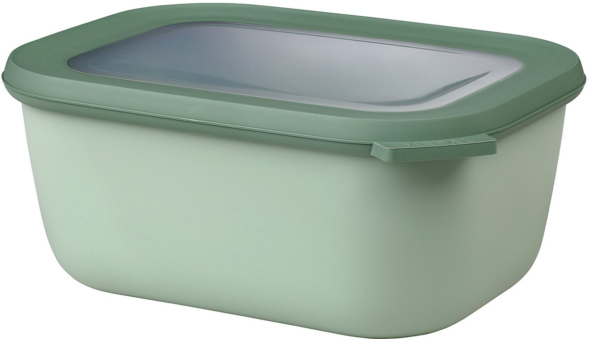 Mepal – Multikom Cirqula rechthoekig 1500 ml – Mag in de vriezer, magnetron en vaatwasser – Nordic sage – Geschikt als meal prep bakje