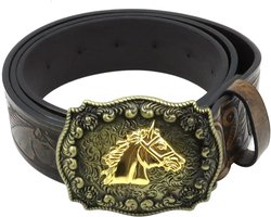 Belt - Cowboy - Embossed - Engraved - Leer - Voor Mannen en Vrouwen