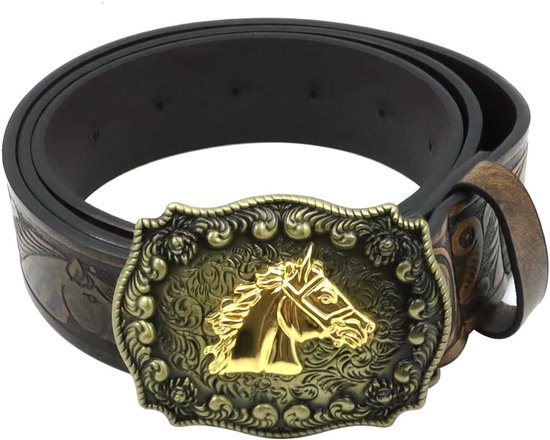 BELTROAD 2 Pack Western Lederen Riem Voor Mannen Vrouwen Cowboy Cowgirl Lederen Heren Riemen Voor Jeans Gift Riem Zonder Gesp, 03Plume-Zwart Bruin, for Wasit 30-33