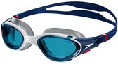 Speedo Biofuse 2.0 Zwembril - Ergonomische Duikbril Volwassenen - Anti condens & UV-bescherming - Professionele Zwembril met Drukknopsluiting - Superzachte Afdichting - Blauw/Wit