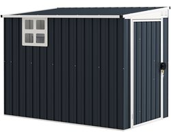 Metalen gereedschapsschuur voor tuingereedschap met raam - donkergrijs
