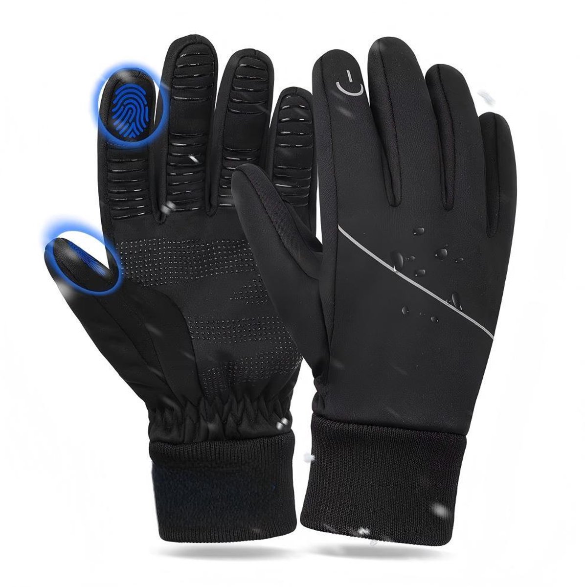 Winterfietshandschoenen voor heren - Warme touchscreenhandschoenen - Geschikt voor racefietsen, mountainbikes en wedstrijdfietsen - Winddicht en waterdicht - Unisex - Maat L