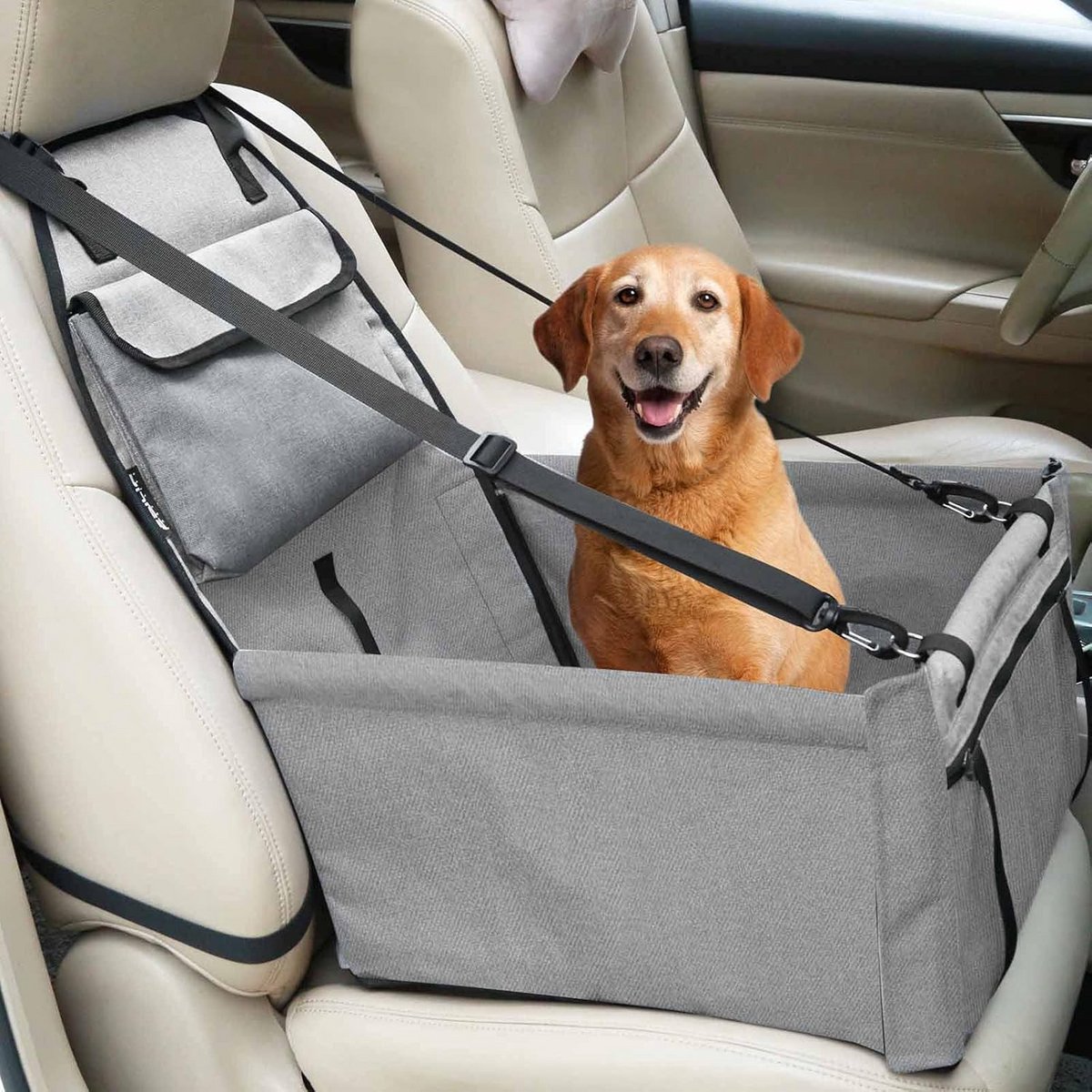 Hondenautostoel voor kleine en middelgrote honden met veiligheidssystemen en waterdichte bekleding