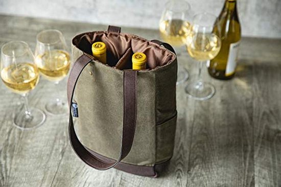 Wijnkoeltas voor 2 Flessen van Waxed Canvas - Rustiek en Elegant — afbeelding 2