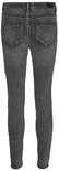 Dames skinny jeans in donkergrijs denim, gezien vanaf de achterkant.