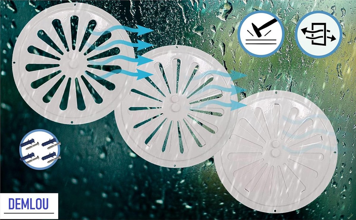 Rond Ventilatierooster van Gegalvaniseerd Staal – Poedercoating Wit RAL 9016 – Ideaal voor Regeling van Luchtstroom