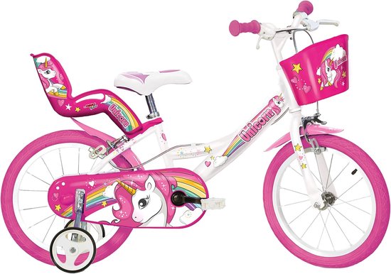 Dino Bikes Unicorn Kinderfiets 16 inch – Met Zijwieltjes – Meisjesfiets 4-6 Jaar — afbeelding 2