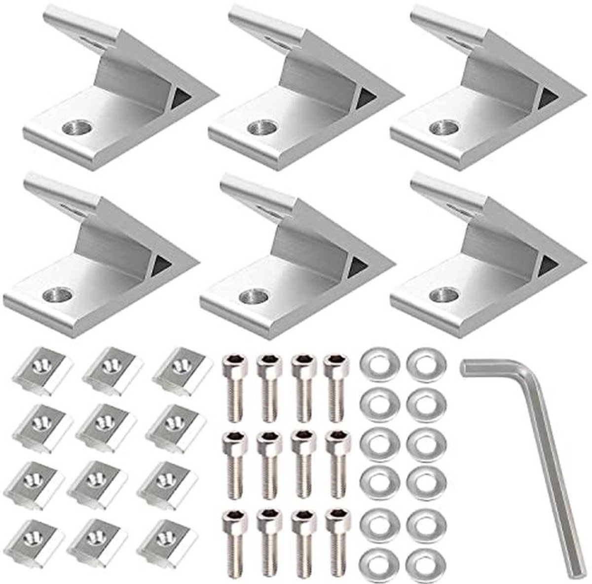 Hoekverbinder 45 graden voor aluminium profielen - 6 stuks