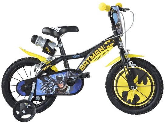 Dino Batman - Kinderfiets 16 Inch - van 4-6 Jaar - met Zijwieltjes - Jongensfiets Zwart van Merkloos — afbeelding 5