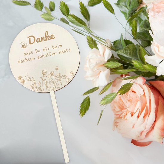 Houten Bloemensteker Set van 4 - Afscheids cadeau voor Kleuterschool en Opvoeder van Houten — afbeelding 3