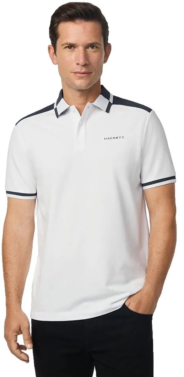 Hackett City Block Korte Mouw Poloshirt Wit 2XL Man