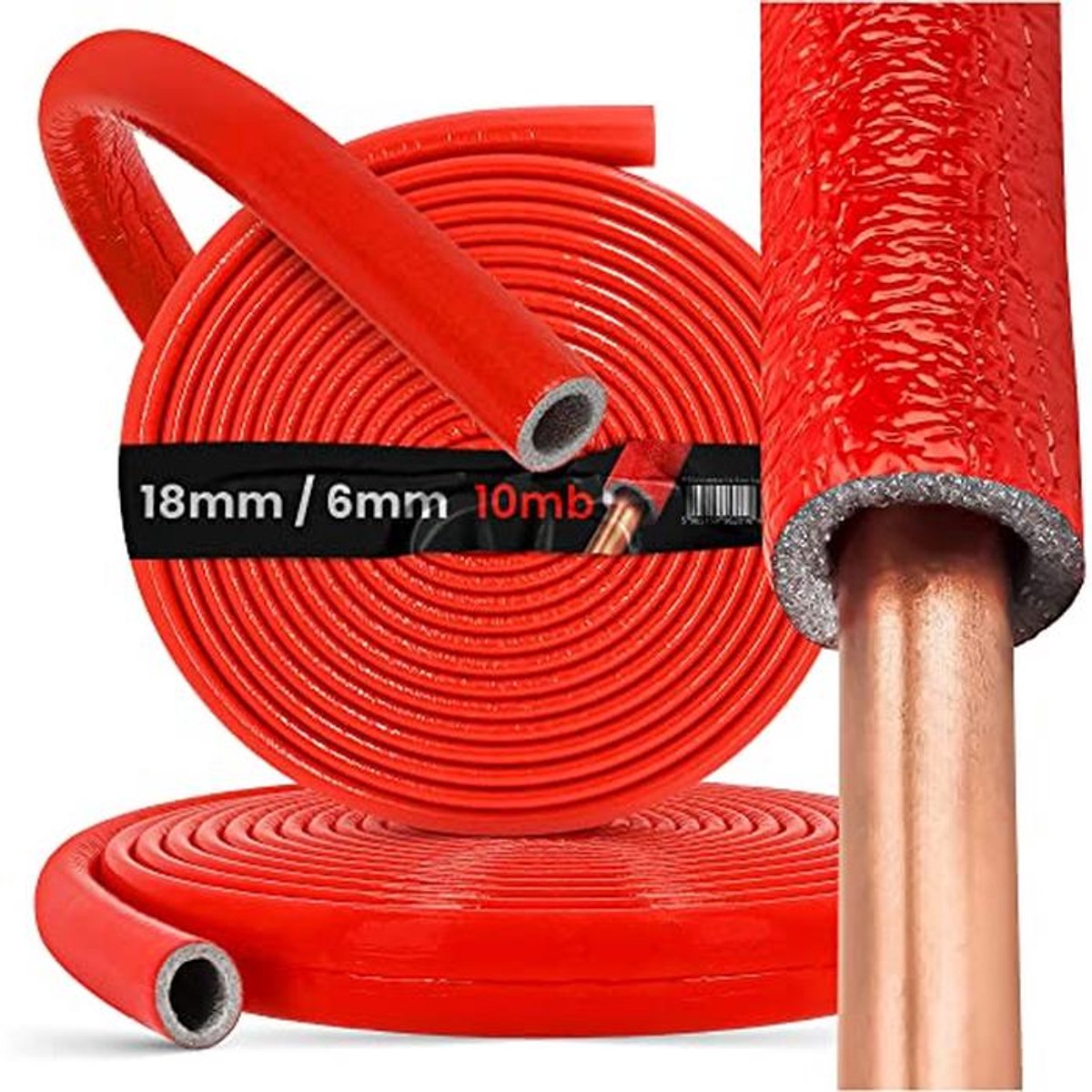 Buisisolatie PE-Schuim 18/6 mm - 10 Meter Isolerende Slang voor Verwarmings- en Waterleidingen